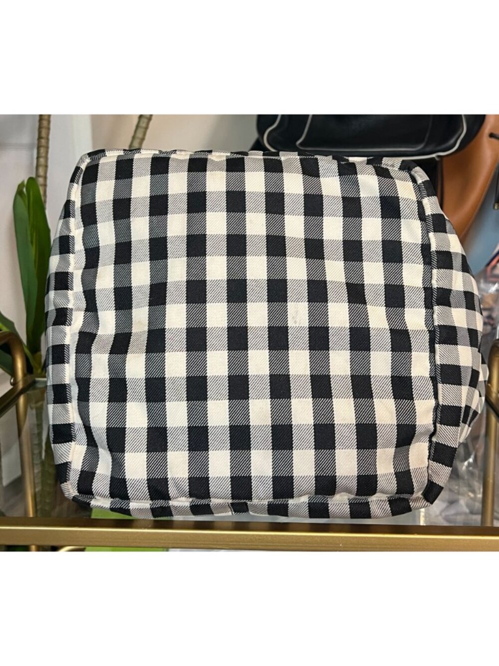 TORY BURCH BLACK AND WHITE PIPER GIGHAM TOTE - Picture 6 of 11